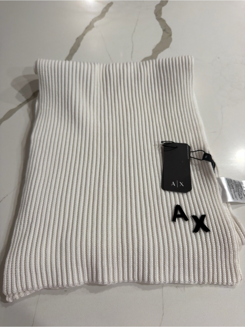 A/X Armani Exchange Men’s Cream Ribbed Turtleneck Sweater